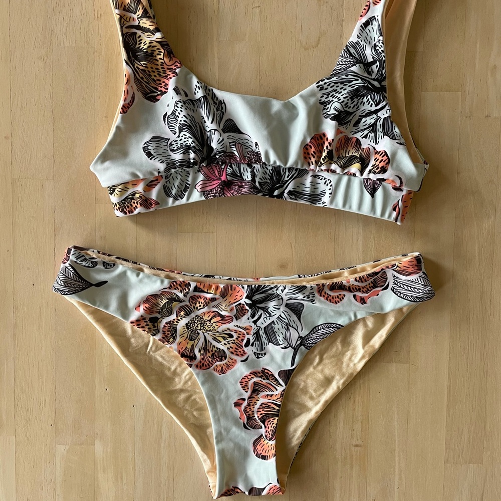 Two piece reversible swimsuit